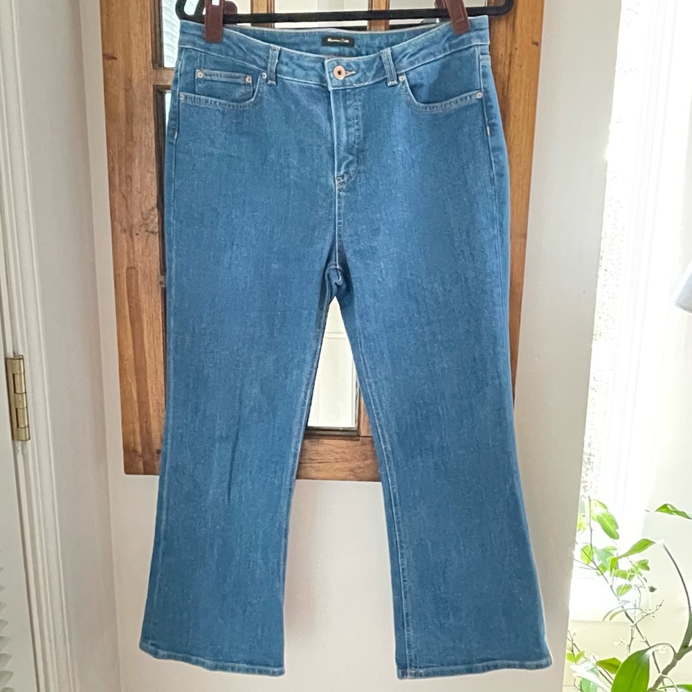 Massimo Dutti Women High Rise Cropped Flare Medium Wash Jeans Size US 10